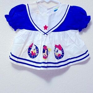 Vintage Disney Baby Blue and White Sailor Dress 0-6 Months